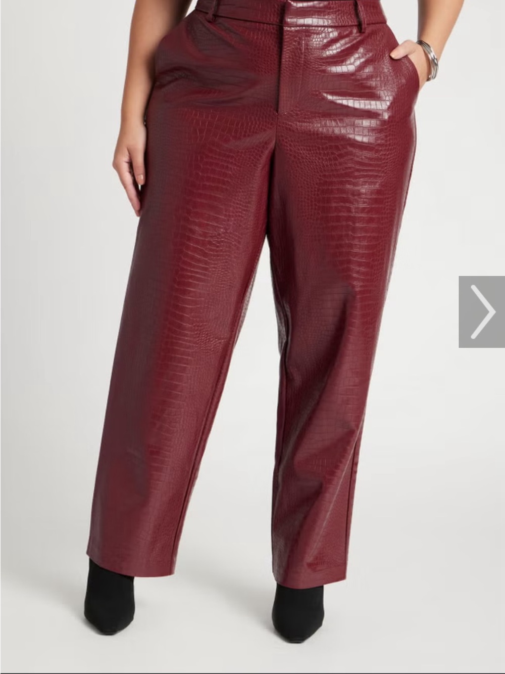 Burgundy Croc-Embossed Faux Leather Pants by ELOQUII